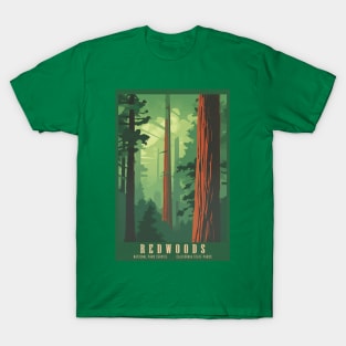 Redwoods Vintage Travel Poster T-Shirt